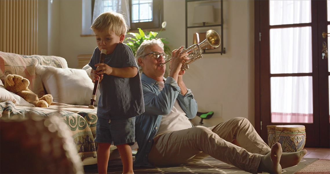 Grandfather and Grands playing music